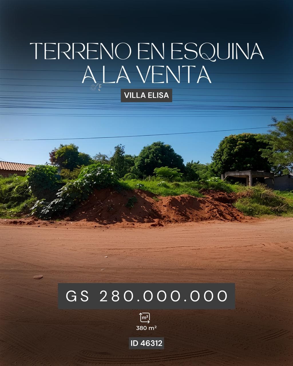 Terreno en venta – esquina en Villa Elisa
