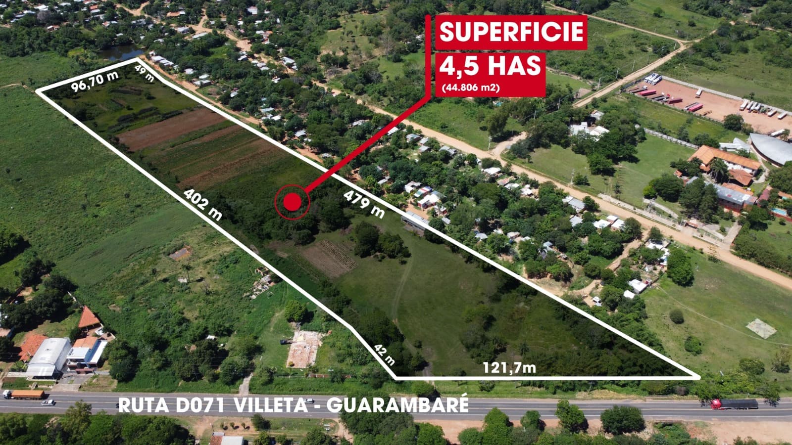 En Venta Terreno De 4,5 Hectáreas (44.806 M2) Sobre Asfalto Villeta–guarambaré, foto 2