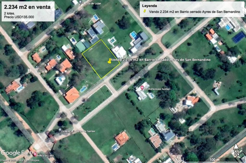 Vendo Terreno de 2234 m2 en Barrio Cerrado Ayres, San Bernardino-CLLA4814411