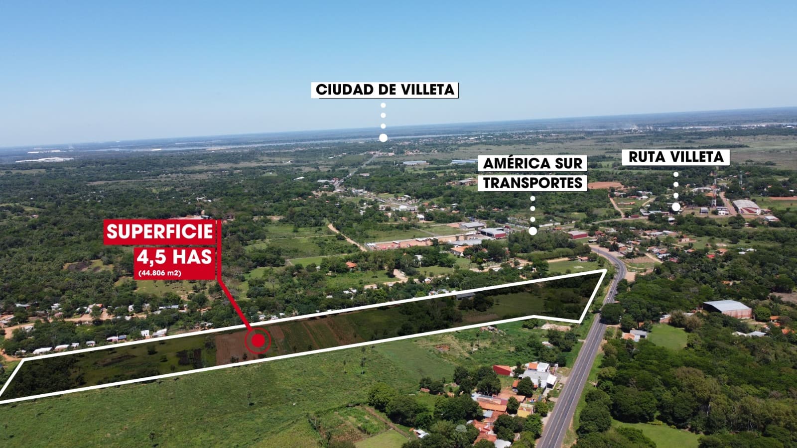 En Venta Terreno De 4,5 Hectáreas (44.806 M2) Sobre Asfalto Villeta–guarambaré, foto 1