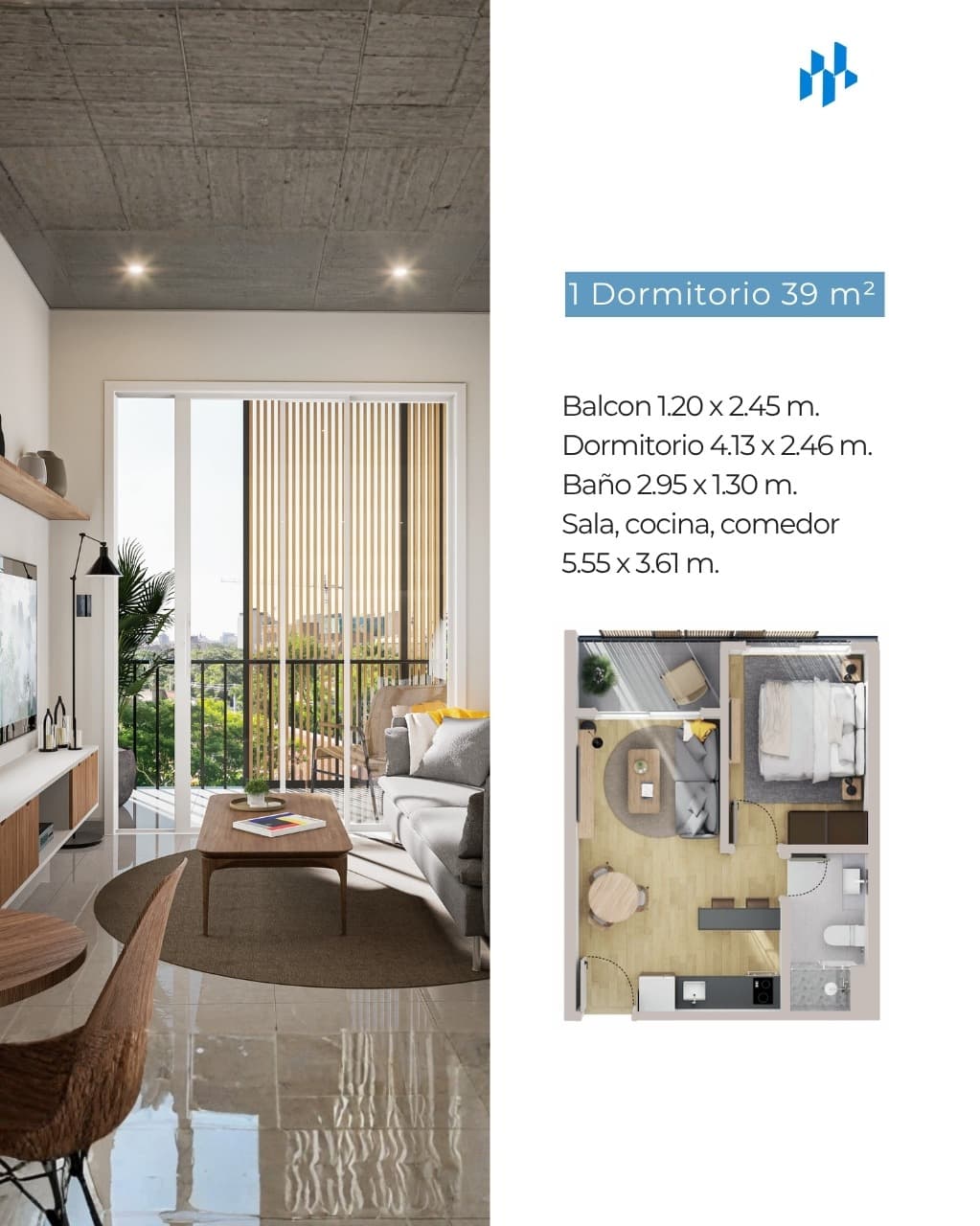Departamento en pozo de 1 habitación — foto 3