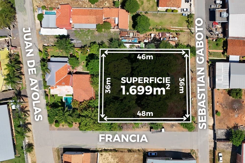 Terreno de 1.699 m2 en esquina en Mariano Roque Alonso