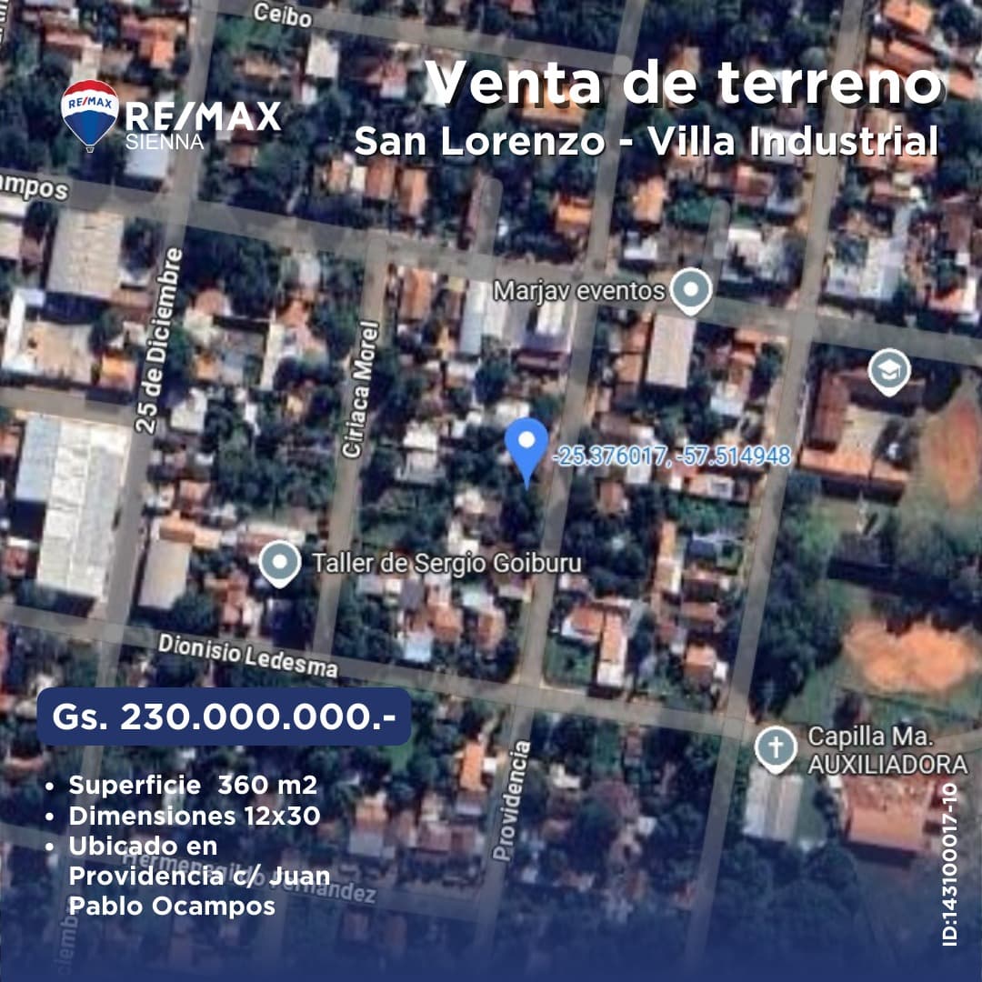 Vendo Terreno en San Lorenzo / Villa Industrial