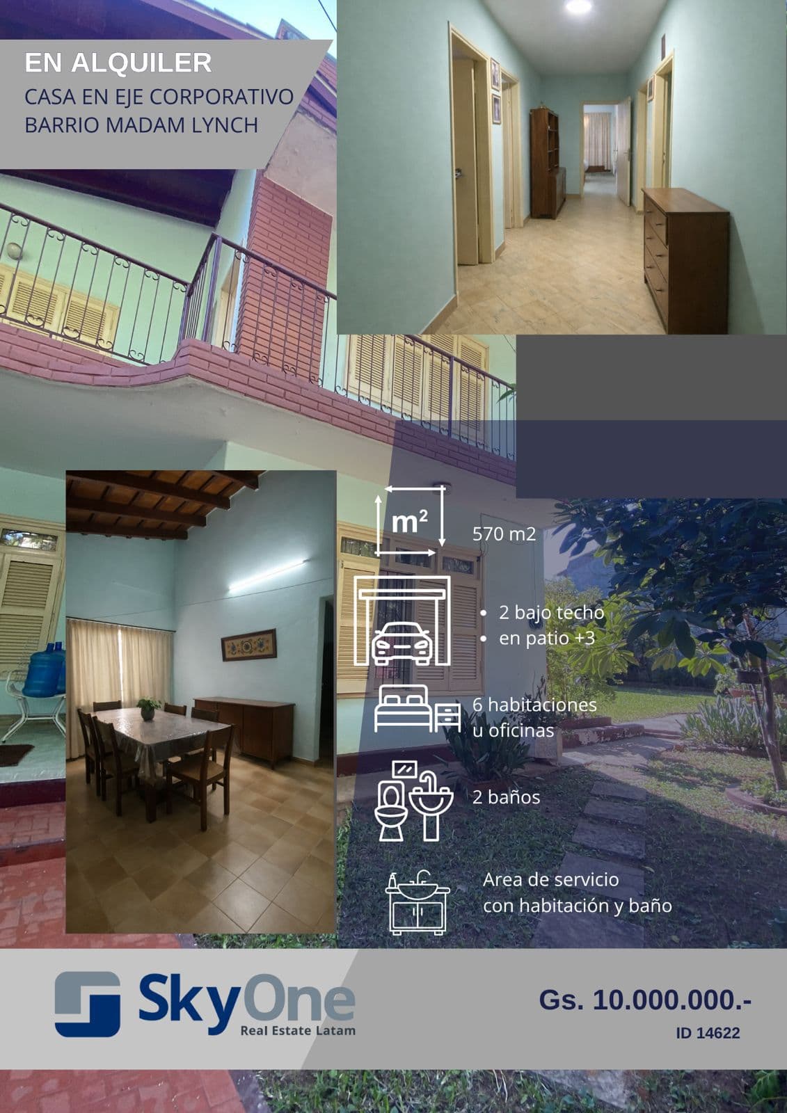 Alquilo amplia casa en eje corporativo para oficina