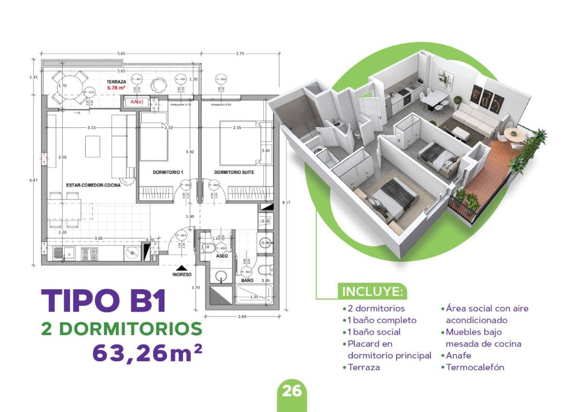 Departamento de 2 dormitorios en OGA CIUDAD JARDIN, foto 2