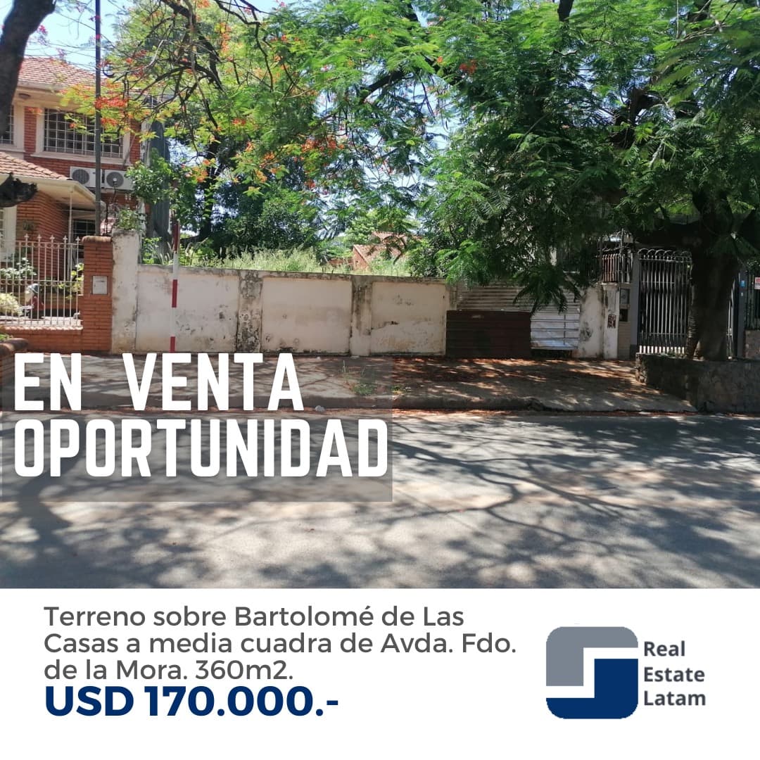 Terreno sobre bartolomé casi avda. Fdo. De la mora