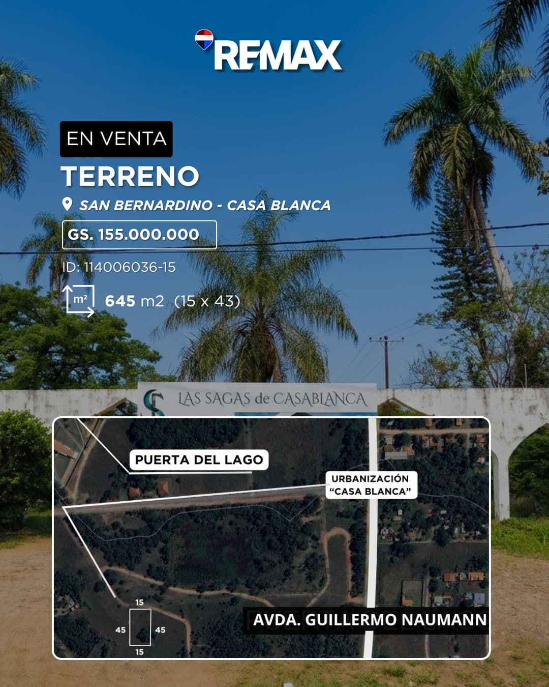 Terreno de 645 m2 en venta – San Bernardino | urbanización casa blanca