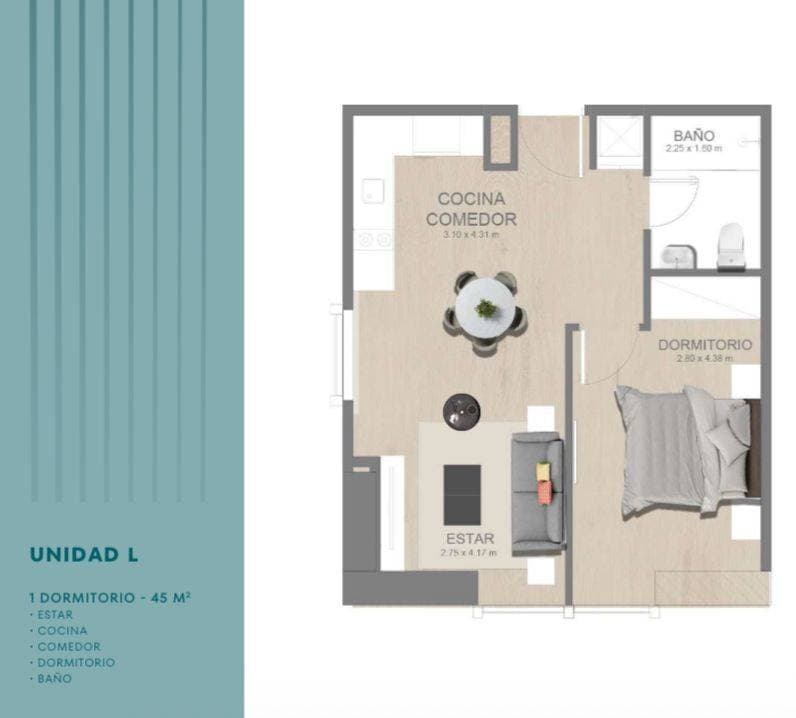 Departamento en Pozo 1 dormitorio - Ycuá Satí, Asunción, foto 2