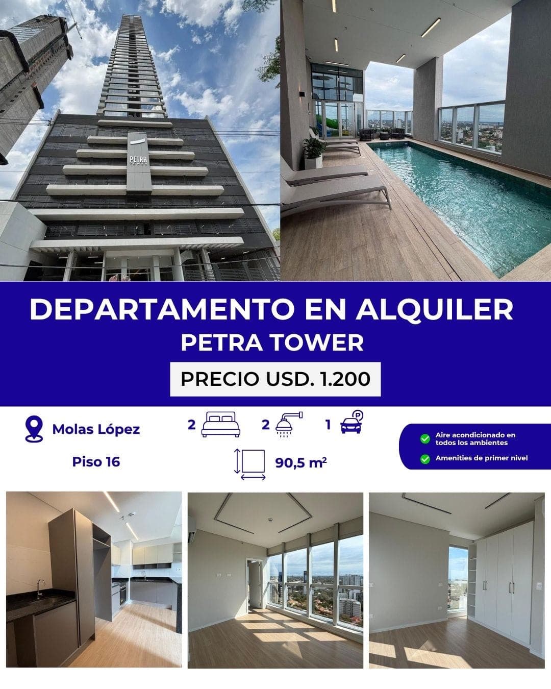 Departamento de 2 habitaciones con cochera en en edificio Petra Tower, foto 1