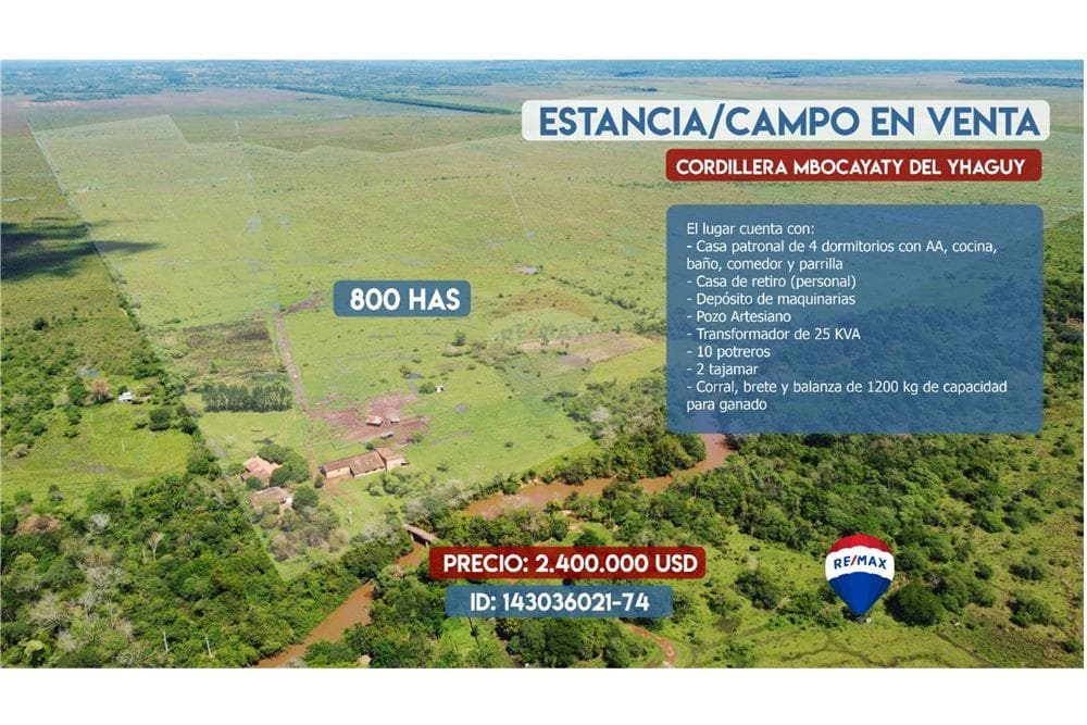 Estancia de 800 has en mbocayaty del yhaguy, foto 1