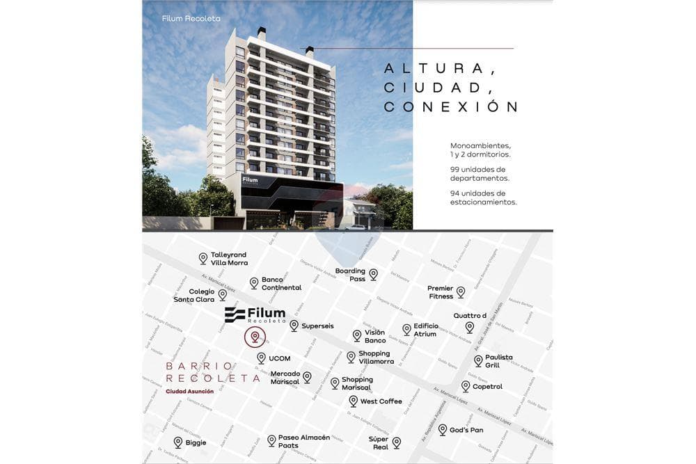 1 Dormitorio PLUS (48 m²) en Edificio FILUM Recoleta, Full Amenities