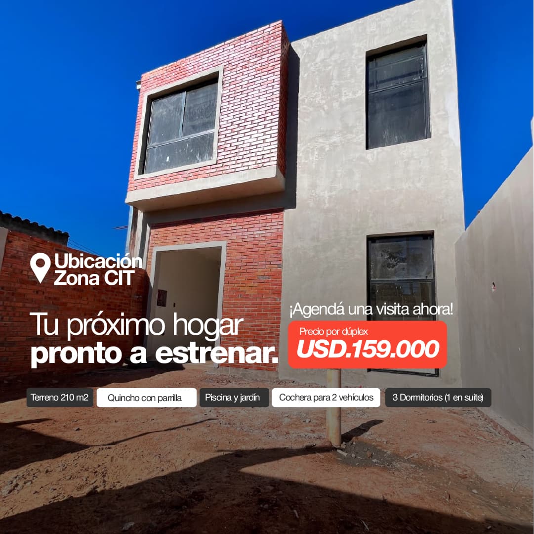 Venta Duplex Zona Cit Usd. 159.000 A Pocos Dias De Su Entrega