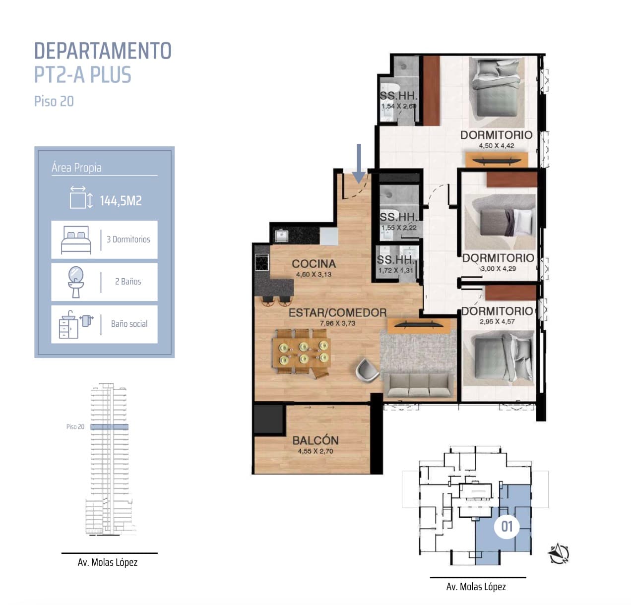En venta departamento de tres dormitorios en Las Lomas — foto 4