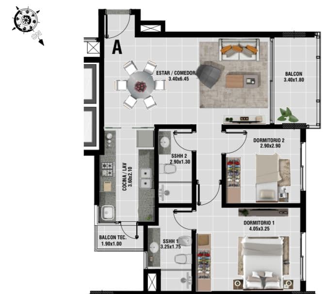 Departamento en pozo de 2 dormitorios en habitalis Villa Morra, foto 4