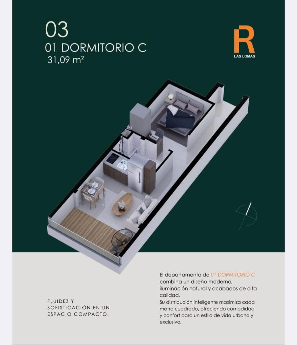 Departamento en venta 1 dormitorio en Las Lomas Asunción edificio R Las Lomas — foto 3