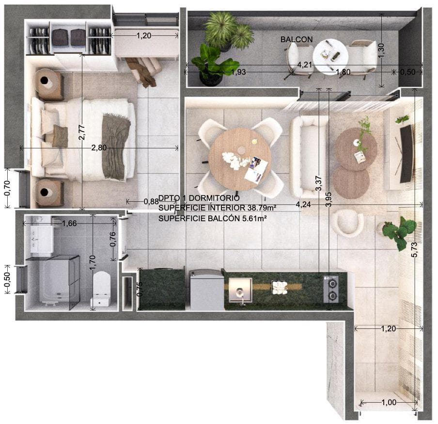 Departamento a la venta 1 dormitorio 44m2 en Barrio Herrera Asuncion Edificio Inarco Herrera — foto 4
