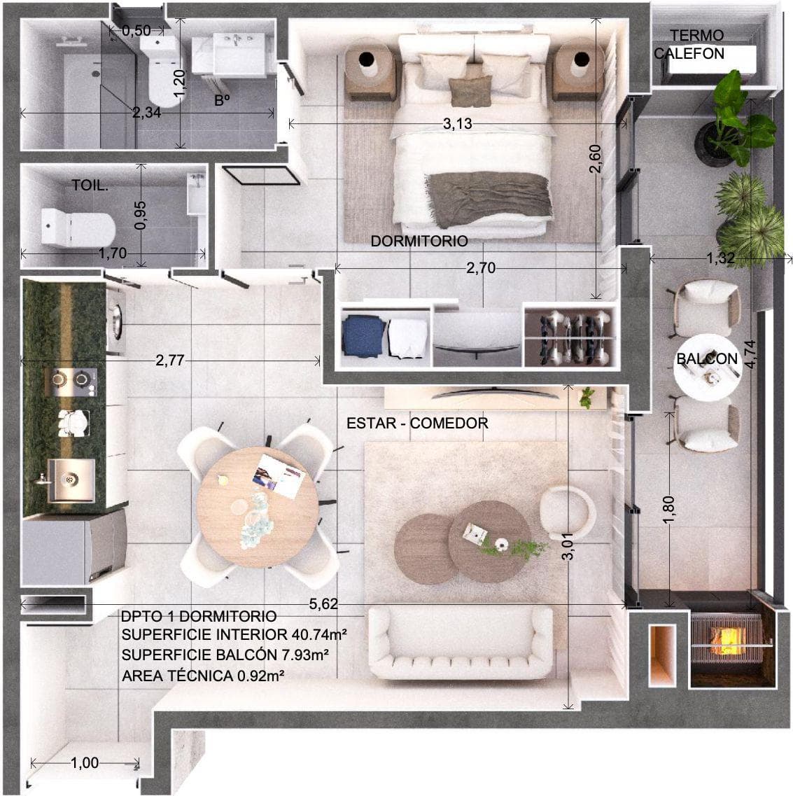 Departamento a la venta 1 dormitorio 50m2 en Barrio Herrera Asuncion Edificio Inarco Herrera — foto 2