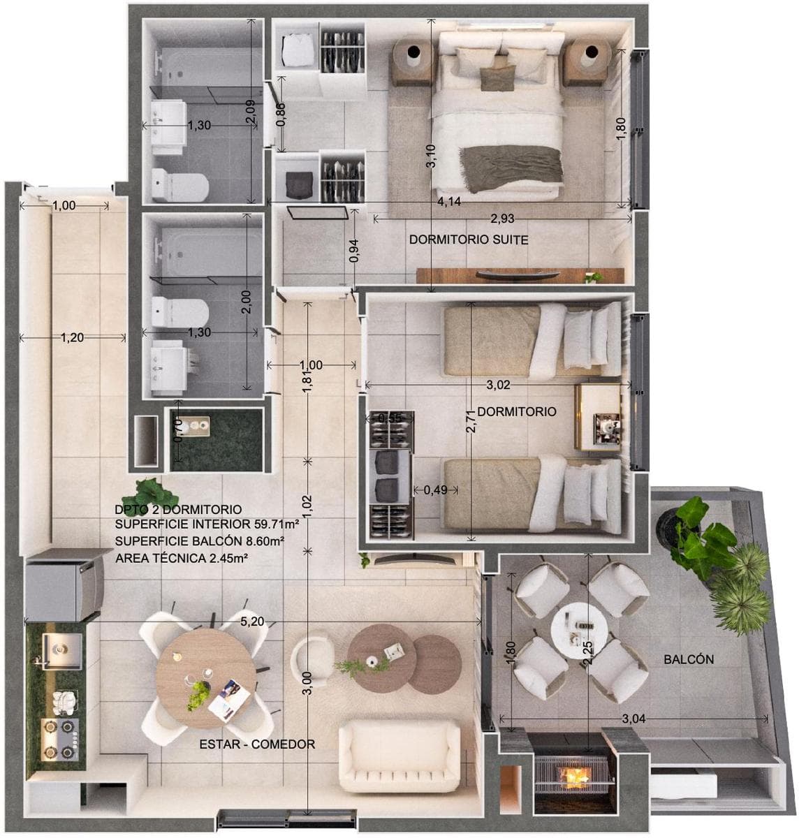 Departamento a la venta 2 dormitorios en Barrio Herrera Asuncion Edificio Inarco Herrera — foto 2
