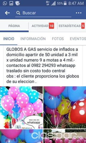 globos inflados a domicilo
