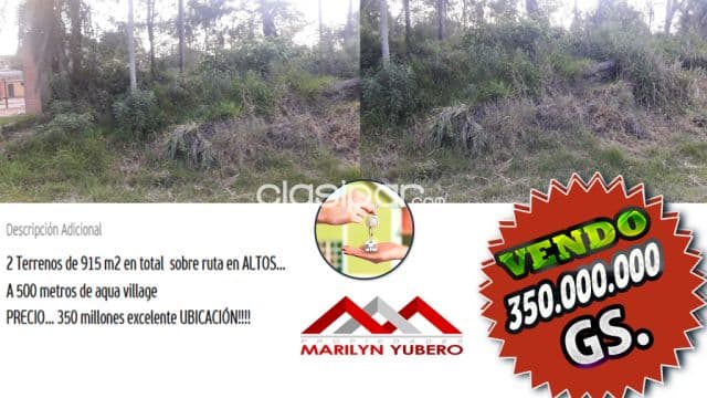 2 Terrenos sobre rutas en ALTOS... COD: CL 757