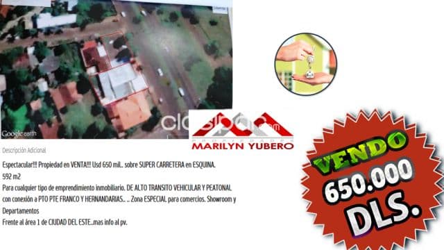 Vendo!! Propiedad en Ciudad del Este!! Sobre super carretera frente al area 1 cod; cl 755, foto 1