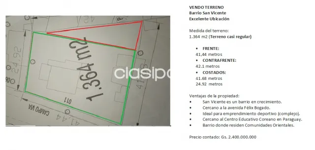 Bo san vicente: 1.364m2, excelente ubicación, ideal p/ grandes emprendimientos, foto 2
