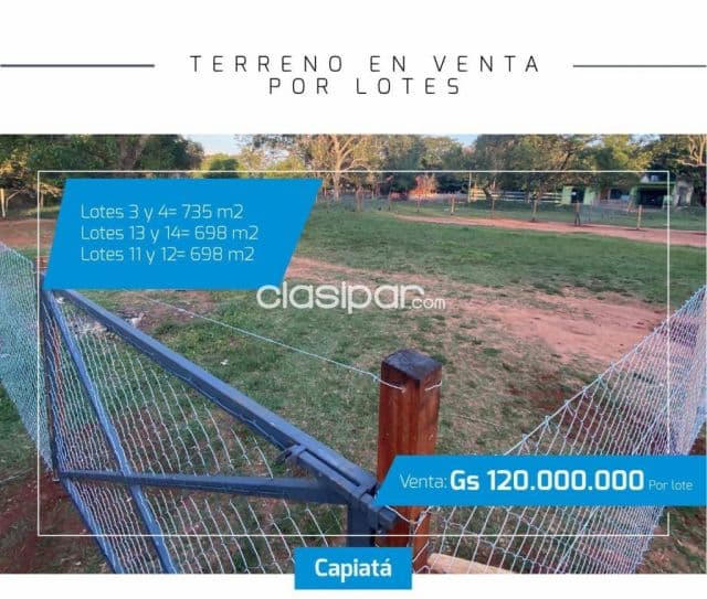 Capiatá un regalo! : 6 lotes fraccionables en venta – 120.000.000 gs