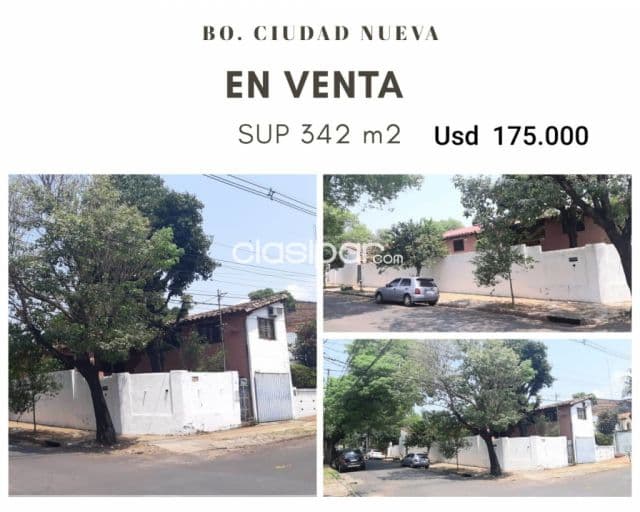 Ciudad nueva: 342m2 en esquina, ideal p/ viviendas o edificios, 175.000 usd