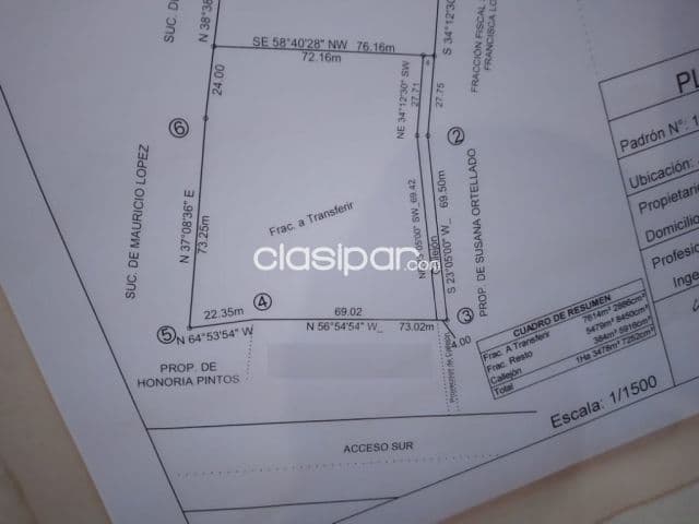Acceso sur – 3 bocas: 7.600m2 en altura, ideal p/ desarrollos inmobiliarios, 220.000 usd
