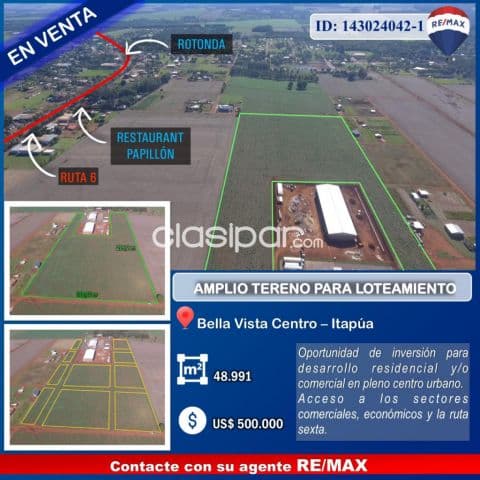 terreno en Bella Vista sur: superficie de terreno 48991 m2