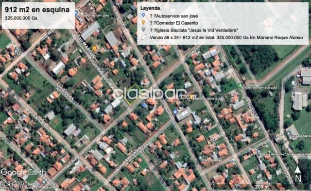 Vendemos Terreno en esquina en Mariano Roque Alonso
