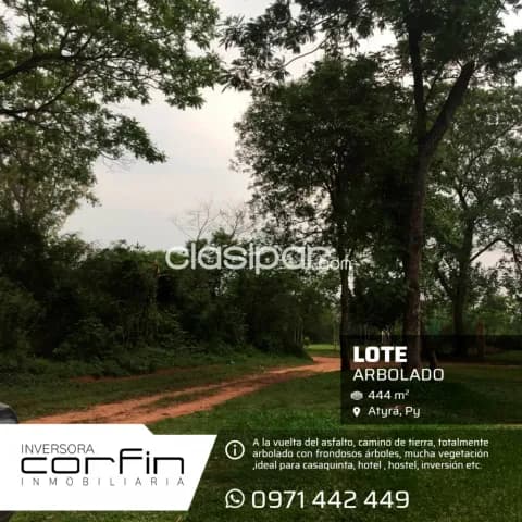 Atyra hermoso lote de 444 m2.a 100mts ruta, lugar caacupemi, fracción bosques de atyra II, foto 2