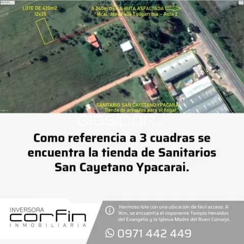 Ypacarai 420m2, urbanizacion casa grande, lote a 3 cuadras de ruta 2 — foto 3