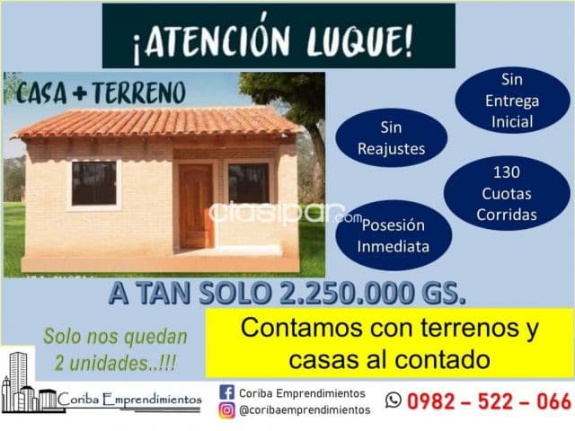 Gran oferta de lotes recuperados en Luque!!!