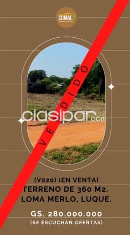 ¡en venta! Terreno de 360 m2. En loma merlo, Luque, foto 2
