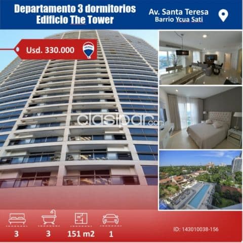 Oportunidad en av santa teresa!!! Departamento 3 dormitorios en edificio the tower nuevo