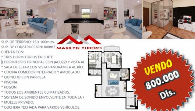 Lujosa casa sobre río en villa hayes cod cl 840