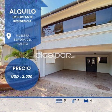 Bo Jara – col. Francés: Importante residencia, 3 dormit, gran jardín, quincho, piscina