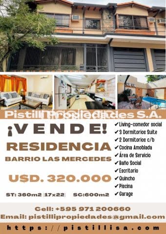 Hermosa residencia barrio Las Mercedes