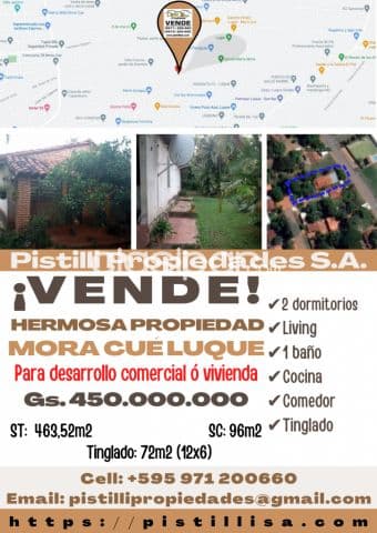Propiedad con casa zona mora cué Luque