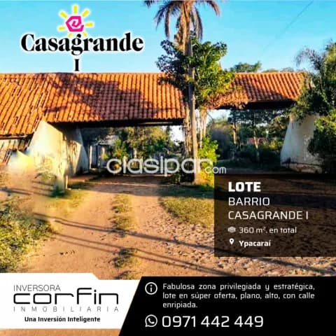 Barrio casagrande i, de ypacarai, 12 X 30m. Lote 360 m2., a solo 6 cuadras de ruta, foto 2