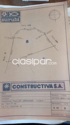 Terreno de 2.101 m2 , surubií, esquina