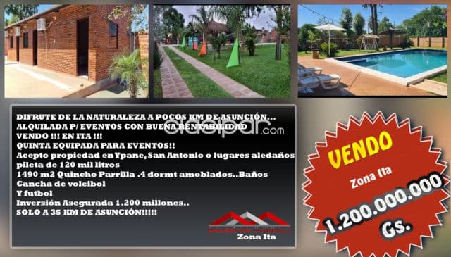 !!! En ita !!! Quinta equipada para eventos!! Cod: Cl 882, foto 1