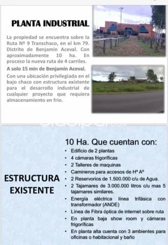 Frigorifico en funcionamiento: Benjamin aceval pdte. Hayes, 10 has c/ infraestructura, s/, foto 2