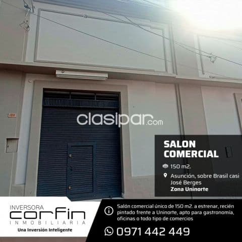 Salón comercial 150m2. Sobre brasil casi josé berges, recien pintado,restaurado a estrenar — foto 1