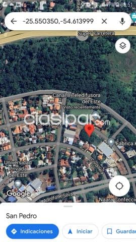 Terreno en presidente franco -area 5
