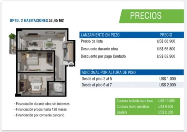 Zuba 7 depto de dos dormitorios precio de preventa, foto 3