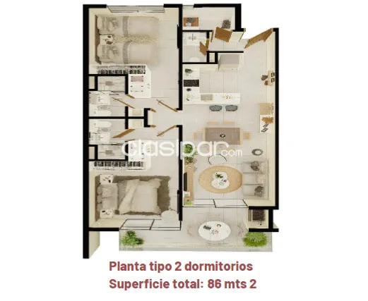 En pozo depto de 2 dormit. Edif. Punto molas lopez, foto 2