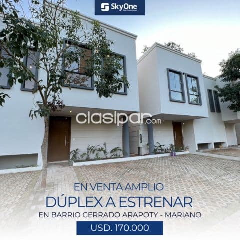 En venta amplio dúplex a estrenar con piscina en barrio cerrado arapoty - mra