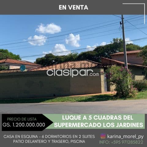 Propiedad de 6 habitaciones Luque, zona ciclo via, los jardines